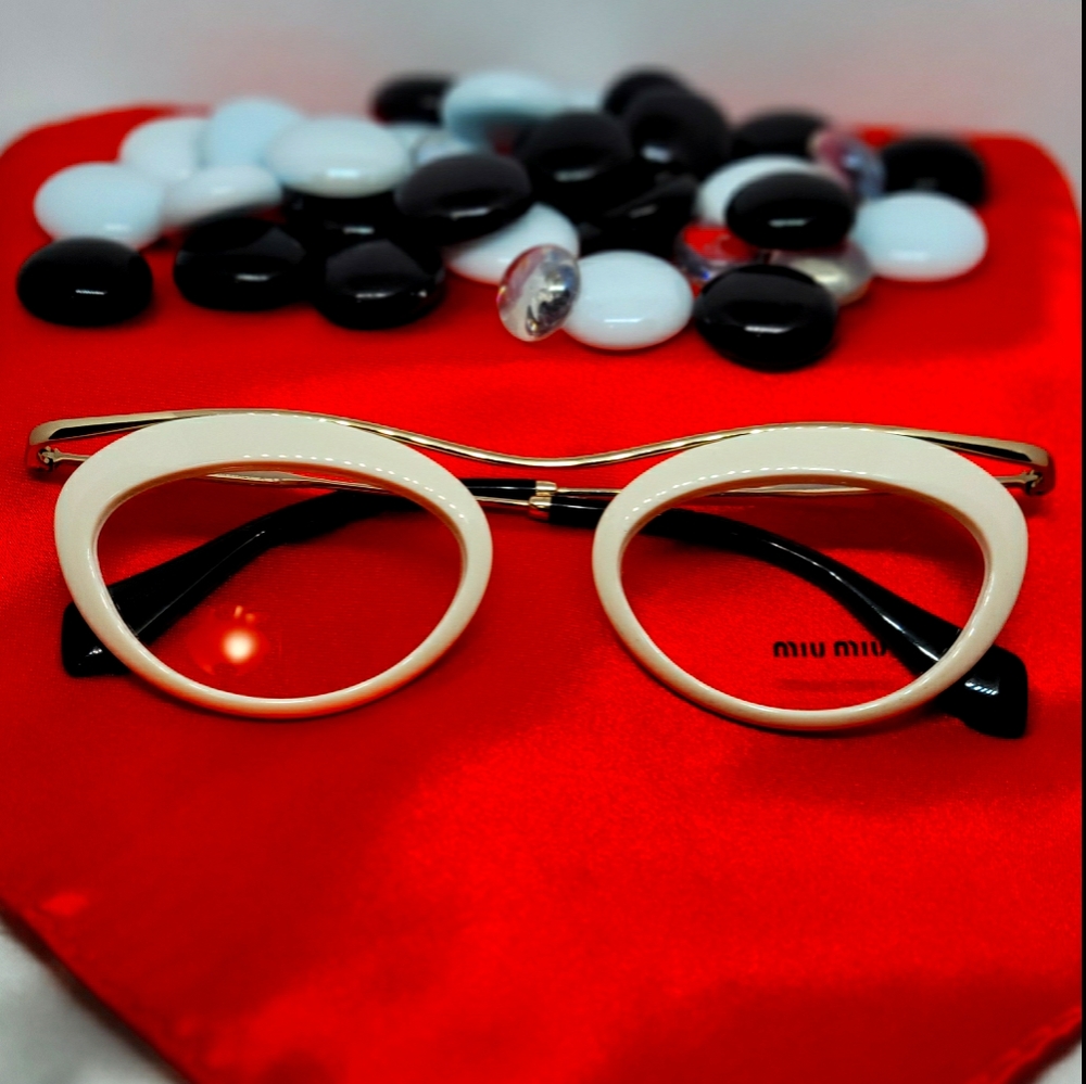 Miu Miu White and Gold Frames